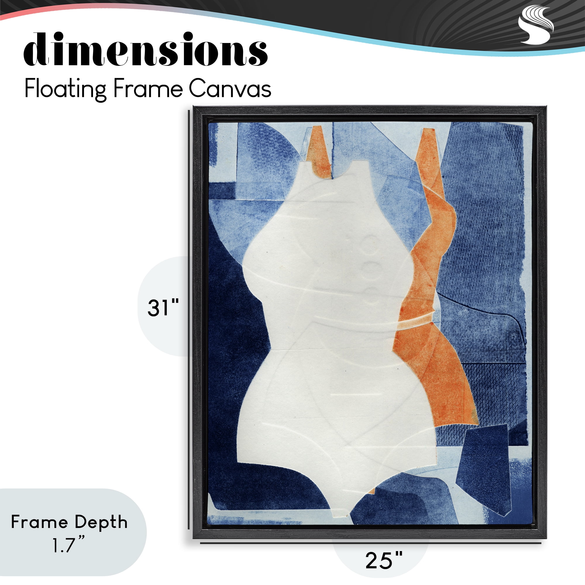 Stupell Industries Abstract Fashion Shapes Blue Black Framed Floater Canvas Wall Art, design by Stacy Milrany