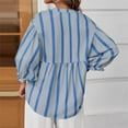 thumbnail image 7 of Bmawag Shirts for Women Plus Size 3/4 Sleeves V-Neck Striped Lightweight Tops Blouses Women's Casual Fashion Loose Beach Vacation Leisure Loungewear Sky Blue S, 7 of 7