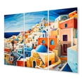 thumbnail image 2 of Designart "Cityscape Popart Colorful Santorini painting VII" Santorini Metal Art Print Set, 2 of 5