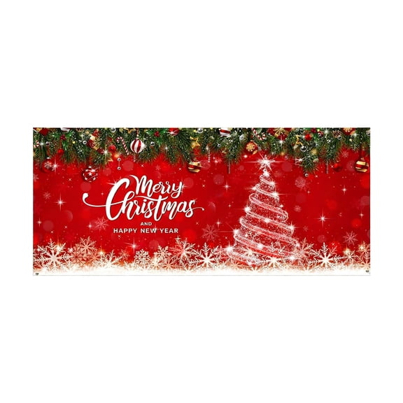 TanSiDing 1pcs Christmas Garage Door Decorations, Large Outdoor Holiday Banner with Festive Designs, Durable Polyester Backdrop for Party Wall Decor and Indoor Outdoor Home Celebration 180*400cm