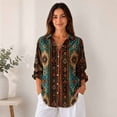 thumbnail image 5 of Nyfairy Women Floral Print Button Down Blouse, Long Sleeve Dressy Casual V Neck Loose Fit Shirts, 5 of 5