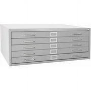 5-Drawer Flat File, 53-3/4"W x 41-5/16"D x 16-1/8"H, Dove Gray