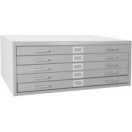 5-Drawer Flat File, 53-3/4"W x 41-5/16"D x 16-1/8"H, Dove Gray