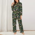 thumbnail image 2 of Honeii Flamingos And Palm Leaves print Women's Pajama Sets Long Sleeve Button Down Sleepwear Nightwear Soft Pjs Lounge Sets-Large, 2 of 7