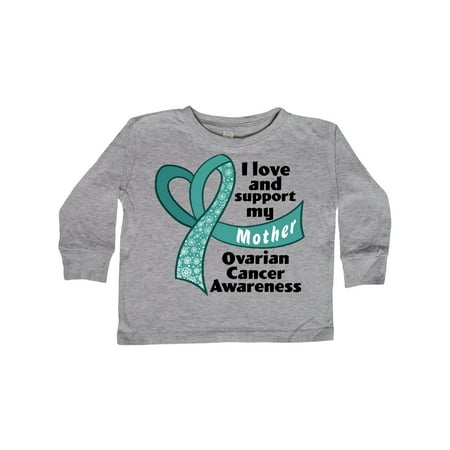 

Inktastic Ovarian Cancer Awareness I Love and Support My Mother Gift Toddler Boy or Toddler Girl Long Sleeve T-Shirt