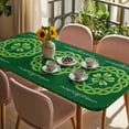 thumbnail image 3 of St. Patrick's Day Table Cloths for 4 Foot Rectangle Tables, Farmhouse Lucky Leaves Stripes Border Patio Waterproof Elastic Fitted Tablecloths, Washable Rectangular Table Cover for Camping, 3 of 8