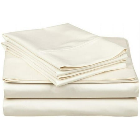 400 Thread Count Egyptian Cotton King Sheet Set Solid Ivory | Walmart
