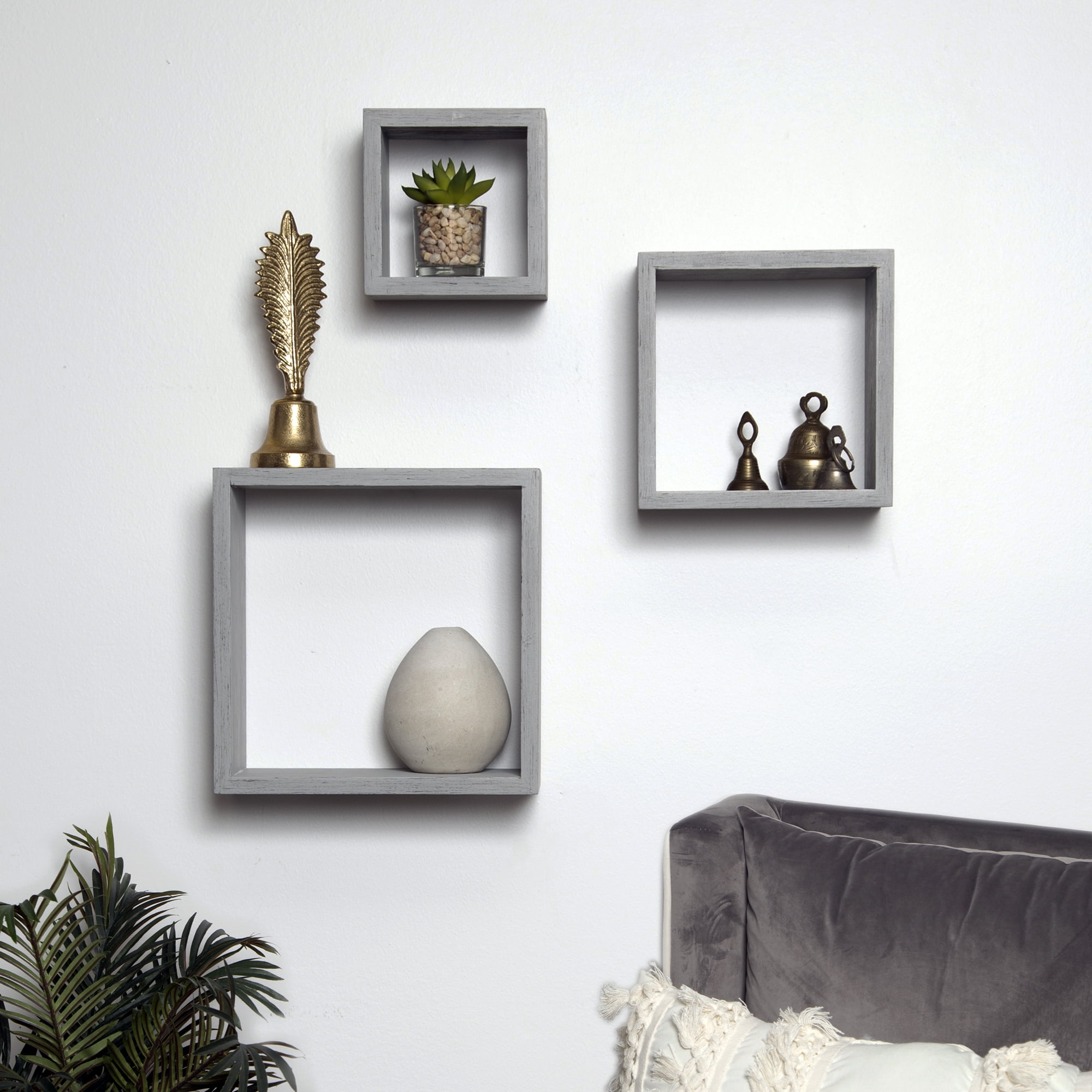 Cube Shaped Hanging Wall Shelves for Home 3-Piece Wall Decor Floating Shelves 