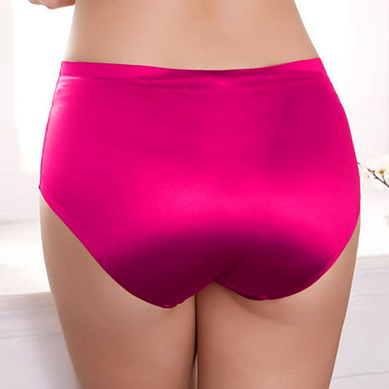 Lingerie Sets for Women Ladies Plus Size Solid Color Womens Glossy Seamless  Stretch Underwear Soft Mid Waist Briefs Panties 