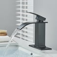 thumbnail image 6 of Matte Black Bathroom Basin Sink Faucet Waterfall 3 Holes Mixer Tap with Cover, 6 of 9