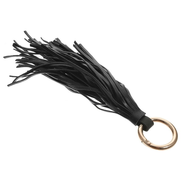 CRAFTHROU Diy Keychain Supplies Black Tassel Keychain Pu Leather For Women Handbag Car Keychain Fashion Accessory