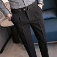 thumbnail image 5 of Pantalones de verano para hombre, corte entallado, 9 pulgadas, corte recto, elástico, para negocios, para uso social, para traje masculino, con trenzas, elásticos, formales, económicos, 5 of 5