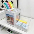thumbnail image 5 of Ikohbadg 2 Grids Transparent Plastic Pen Holders, Height-Partioned Stationery Storage Box for Desk Organization, Ideal for Office, Home Use, 5 of 6