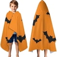 thumbnail image 3 of Orange Halloween Bats Hooded Bath Towel，60"x35" for Ages 3 To 12 Kids, Quick Dry Lightweight Soft Microfiber Hood Beach Towel Cover Up for Kids, 3 of 7