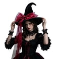 thumbnail image 4 of Yuncity Halloween Womens Witch Hat Gothic Mesh Bow Cosplay Holiday Party Accessory Vintage Stylish Theme Headwear, 4 of 4