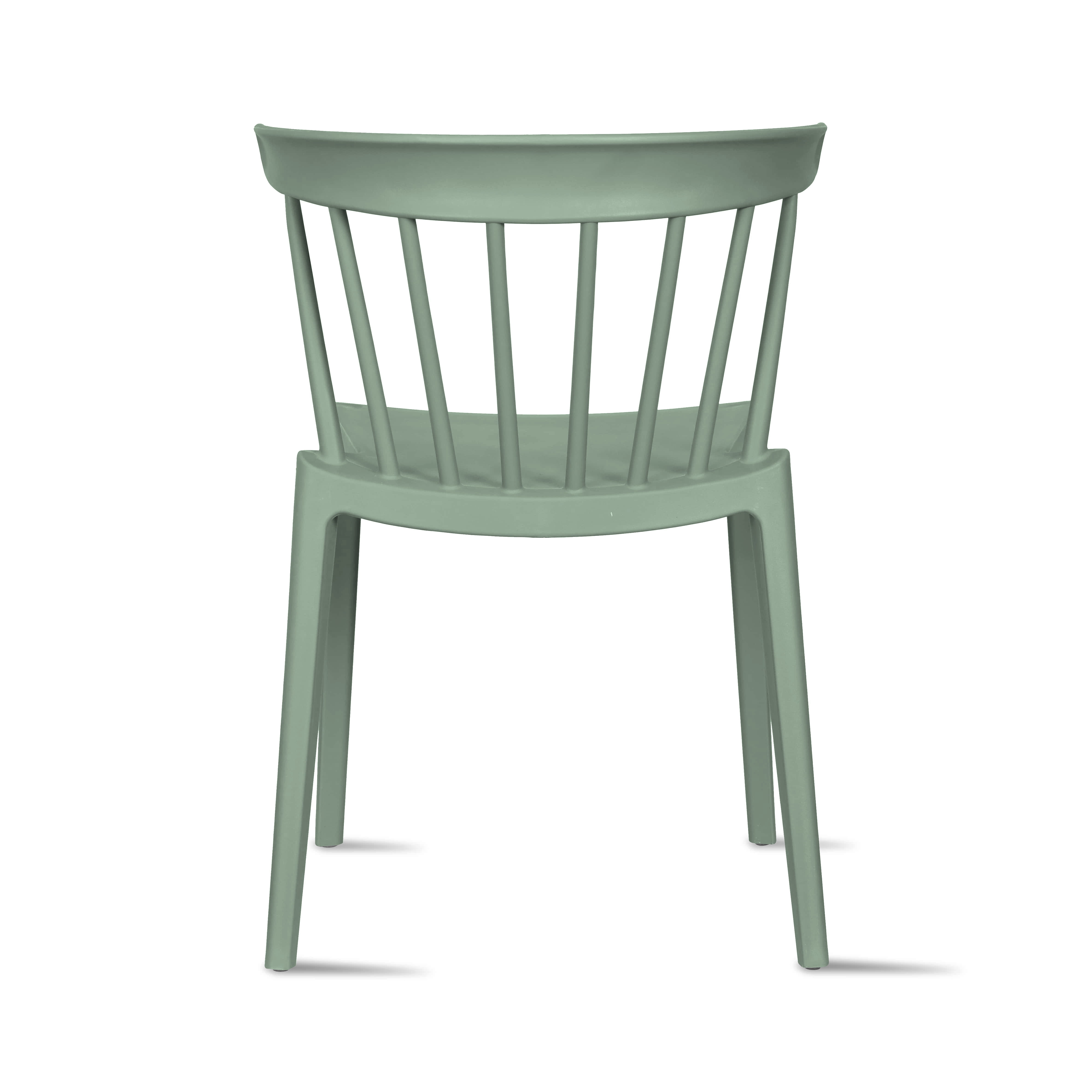 2xhome Stackable Patio Chair | Spindle Slat Back | Weather Resistant Molded Plastic | Lightweight Space Saving Elbow Design for Dining, Kitchen, Indoor, Outdoor, Green, Set of 1, 1 piece