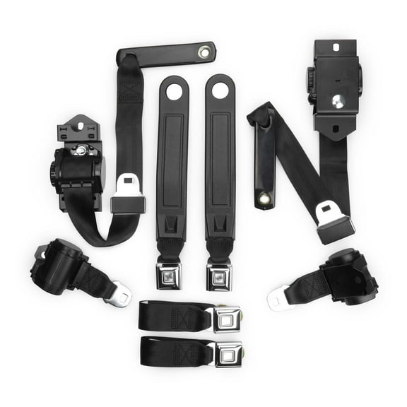 1974-80 Firebird TransAm Black Pushbutton Retractable Seat Belt Kit