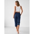 thumbnail image 4 of Rosvigor Womens Hiking Capri Pants High Waisted Drawstring Cargo Pants Women Quick Dry Capris Athletic Lounge Travel Trousers, 4 of 7