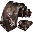 thumbnail image 3 of HISDERN Men Floral Ties Woven Classic 3.4" Necktie Set Formal tie Pocket Square for Wedding with Handkerchief Gift Box, 3 of 7