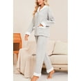 thumbnail image 3 of HEARTNICE Women Button-Down Pajama Set, Soft Quilted Sherpa Shawl Collar Long Sleeve Sleepwear,(Light Grey Mel,M), 3 of 5