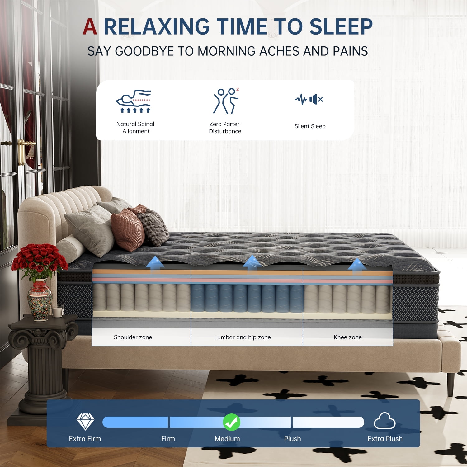 Behost 10 inch Full Size Mattress in a Box, Memory Foam Medium Firm Hybrid Mattress with Individual Pocket Springs