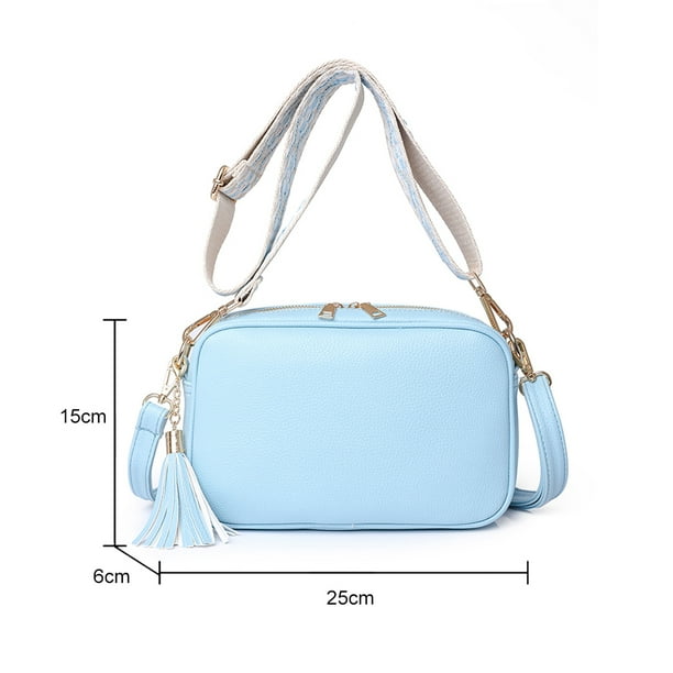 Bolsa cruzado de moda con borlas de cuero para mujer, de viaje (azul cielo) Likrtyny Para Estrenar