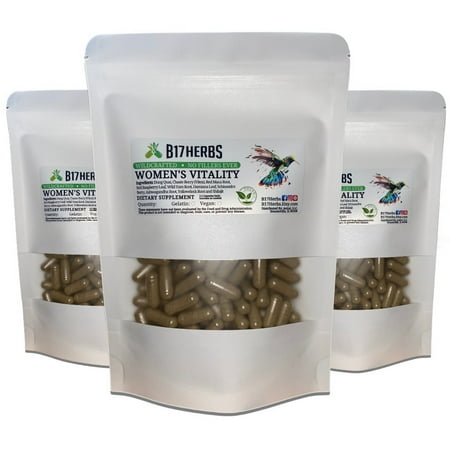 Womens Vitality | Herbal Vegan Caps | Female | Woman | Health | Energy | Schisandra | Maca Root | Dong Quai | Damiana | Wild Yam | Herbs (300 Caps)