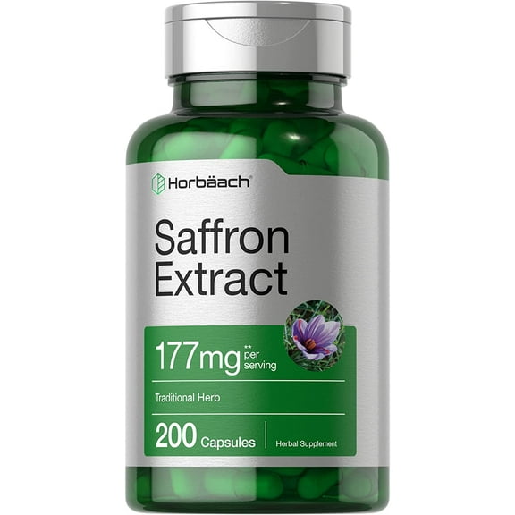 Saffron Extract Capsules | 177 mg | 200 Count for Men and Women | by Horbaach