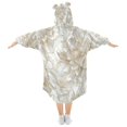 thumbnail image 2 of Wearable Blanket with Sleeves and Pocket Oversized Hooded Sweatshirt 3-14 YR 3d Beige Floral S, 2 of 7