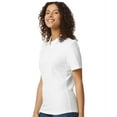 thumbnail image 3 of Gildan Softstyle Women's Pique Polo, 100 Cotton Comfortable Short Sleeve Shirt, White, Sizes S-2XL, 3 of 5