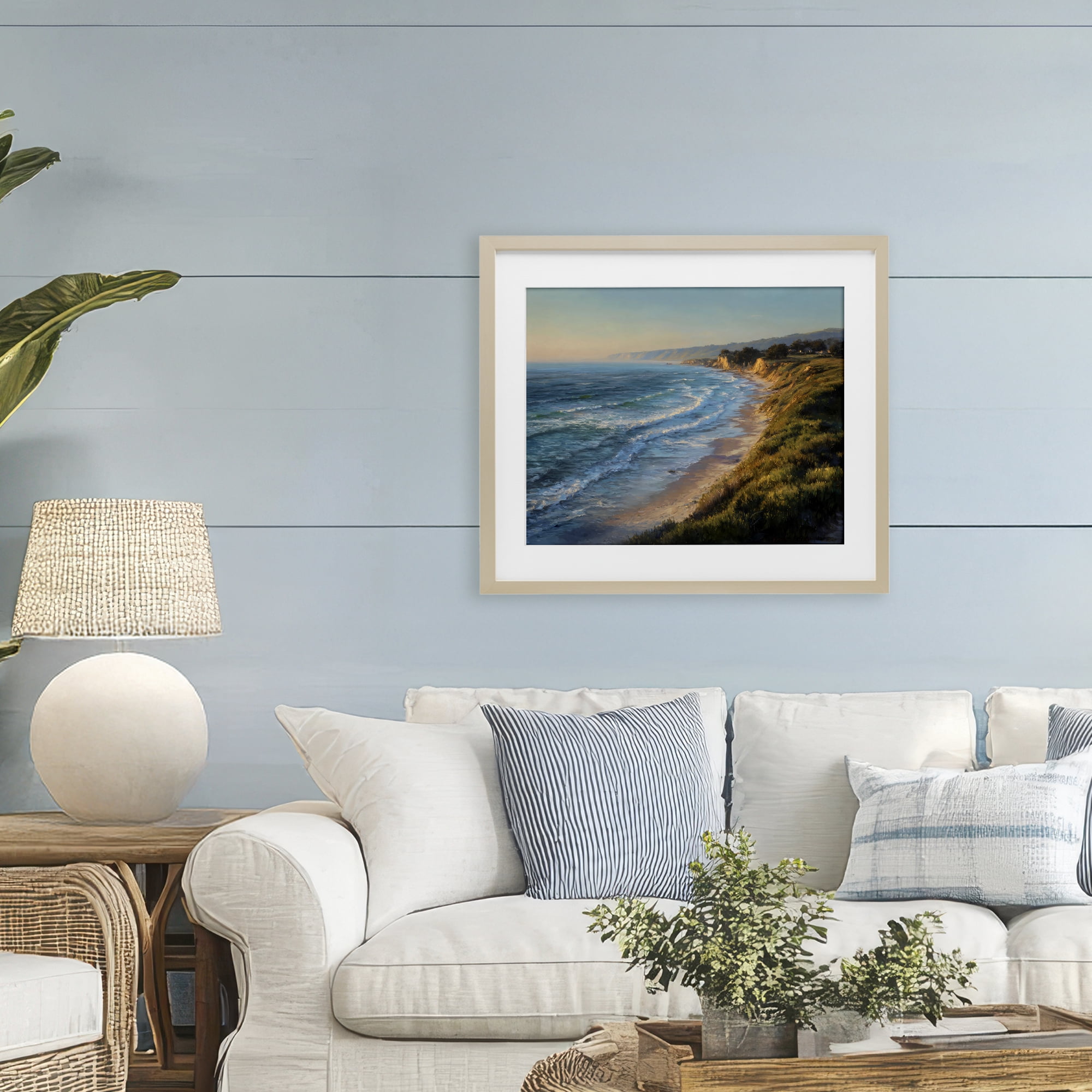 Stupell Industries Rounded Coastline View Birch Framed Print Under Glass, design by Franklyn Gregory