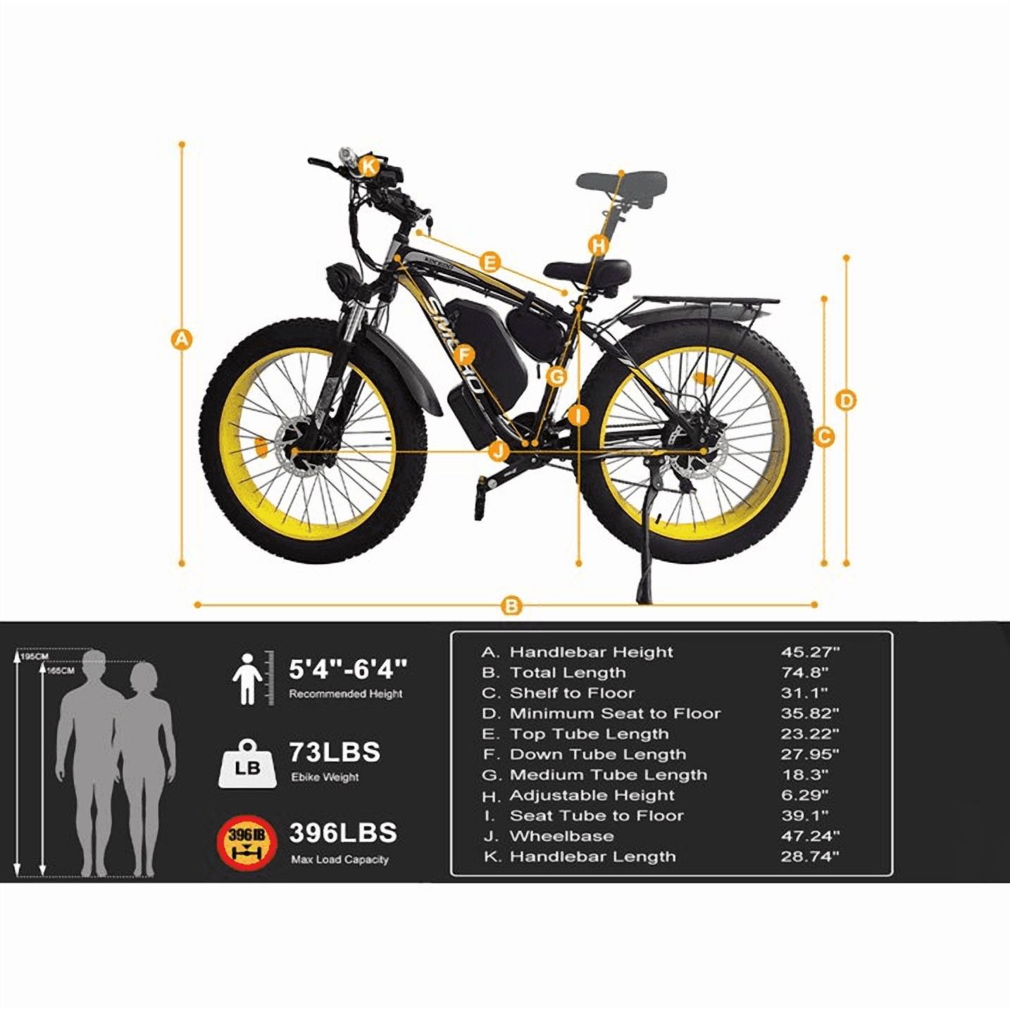 5000W Peak Dual Motor Electric Bike, 52V 30AH AWD 7 Speed Ebikes,40MPH 26" Fat Tire Front Suspension Electric Mountain Snow Dirt Bike for Adults