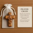 thumbnail image 2 of Wooden Prayer Cross Pocket Card, 2.3 Inch Devotional Decor​​ | Handcrafted Wooden Comfort Cross with Pouch & Prayer Card, for Comforting Quiet Moments, 2 of 5