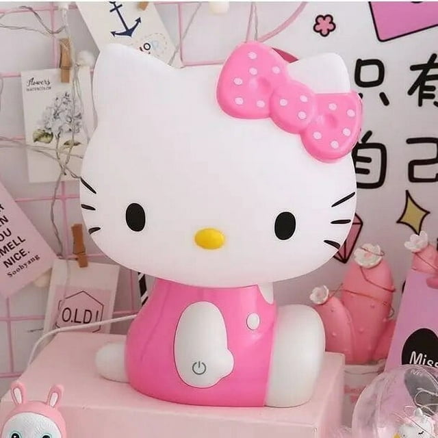 Lámpara Led de noche pequeña 3d de Hello Kitty, enchufe táctil, alimentación de bebé, hogar, dormitorio, protección ocular, luz de sueño de ensueño, decoración para habitación de cabecera