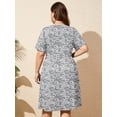 thumbnail image 7 of SHOWMALL Women's Plus Size Casual Summer Dress with Pockets, Crossover V Neck Beach Party Dress, Grey Sakura 5X Soft Breathable High Waist Sun Dress, 7 of 7