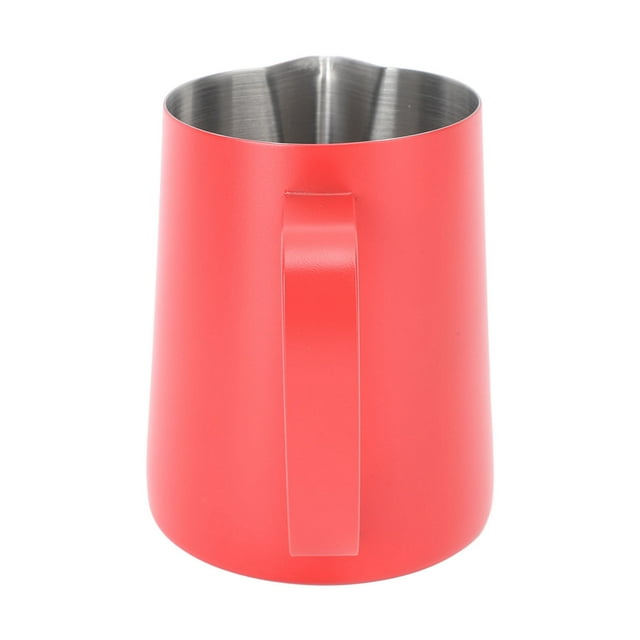 480ML Coffee Milk Frother Jug 304 Stainless Steel Latte Cup with Scale Line Exquisite Frothing Pattern Point Mouth Design Large Capacity Milk Coffee Maker for Latte Art