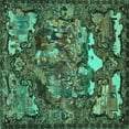 thumbnail image 1 of Ahgly Company Machine Washable Indoor Square Animal Turquoise Blue Traditional Area Rugs, 7' Square, 1 of 4