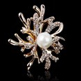 thumbnail image 4 of Wedding Bridal Rhinestone Crystal Antlers Champagne Flower Faux Pearl Brooch jinwen Perla Broche, 4 of 8