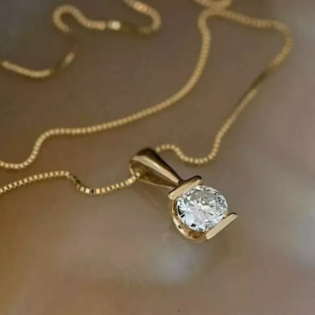 1.00 Ct Round Cut Moissanite Solitaire Women's Pendant 14K Yellow Gold Plated