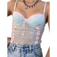thumbnail image 2 of Embroidery Flowers Mesh Sheer Camisole Women E-Girl Sweet Spaghetti Straps Lace Patchwork Summer Vest, 2 of 8