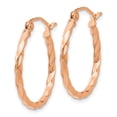 thumbnail image 2 of Real 14kt Rose Gold Twisted Hoop Earrings; for Adults and Teens; for Women and Men, 2 of 4