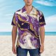 thumbnail image 2 of Balery Purple Gold Marble Swirls Camisas hawaianas de manga corta para hombre, camisas playeras de corte holgado, camisas de vacaciones con botones,Large, 2 of 7