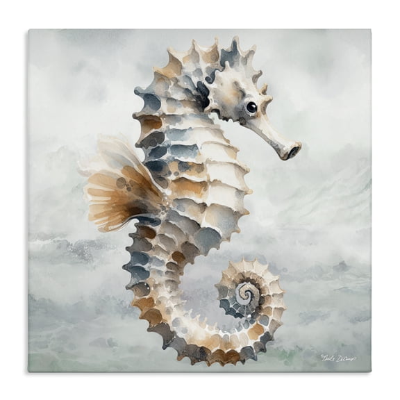Stupell Industries Modern Detailed Ocean Seahorse Canvas Art, 30 x 30, by Nicole DeCamp
