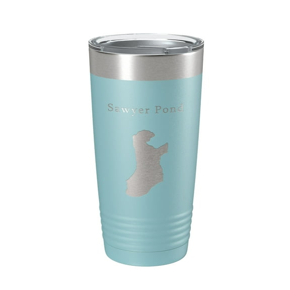 Sawyer Pond Tumbler Lake Map Travel Mug Insulated Laser Engraved Coffee Cup Maine 20 oz Light Blue