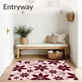 thumbnail image 3 of ODIKA 2'x3' Machine Washable Non-Slip Area Rug, Vintage Poinsettia Bloom Half Moon Floral Holiday Motif High Traffic Rug with Pad, Pink, 612791, 3 of 8