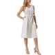 thumbnail image 4 of VESTIDOS DE LINO SIN MANGAS PARA MUJER INSPIRADOS EN CHIC, CUELLO EN V, CINTURA CON LAZO, VESTIDO DE VERANO A LÍNEA CON BOLSILLOS XL BEIGE, 4 of 6