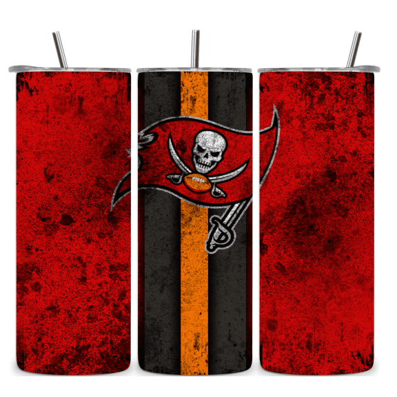 Alpha Printing 20oz Tumbler with Straw – Tampa Bay Football Grunge Edition, Insulated Stainless Mug