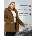 thumbnail image 4 of Soularge Women's Plus Size Winter Coat Warm Puffer Coat Jacket Windproof Winter Jacket Brown 4X, 4 of 8