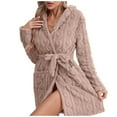 thumbnail image 2 of Lixiuxyad Women Long Gown Coral Bathrobe Solid Long Sleeve Thickened Knee Length Home Wear Womens Lounge Sets L, 2 of 4
