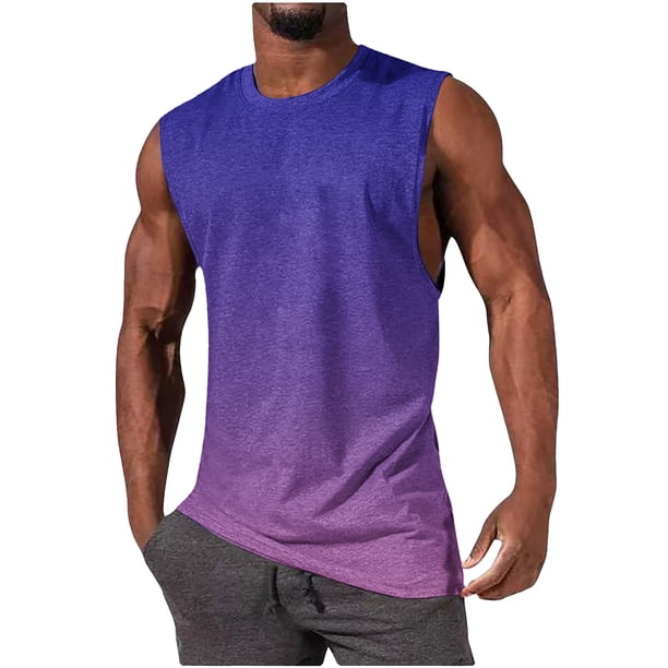 Hombres Moda Casual Impresión Suéter Cuello Redondo Tanque Deportivo